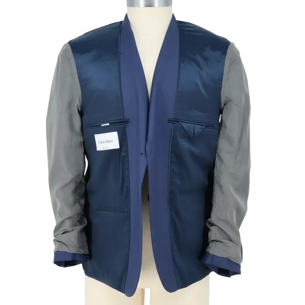 Calvin Klein Sport Coat Mens 42S Blue Wool Lined Blazer Jacket Preppy Career